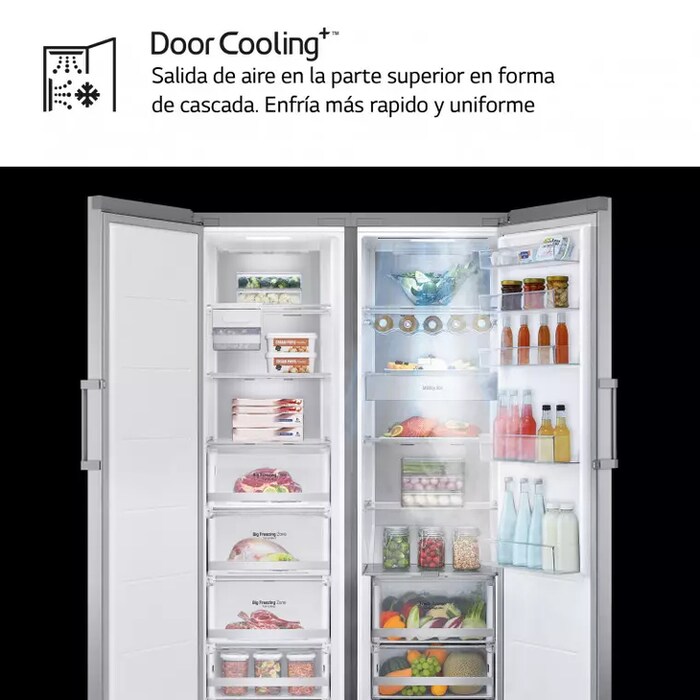 LG Set Frigorífico y congelador, 186cm, clasificación D, Inox antihuellas, GM617MBCSF.SET